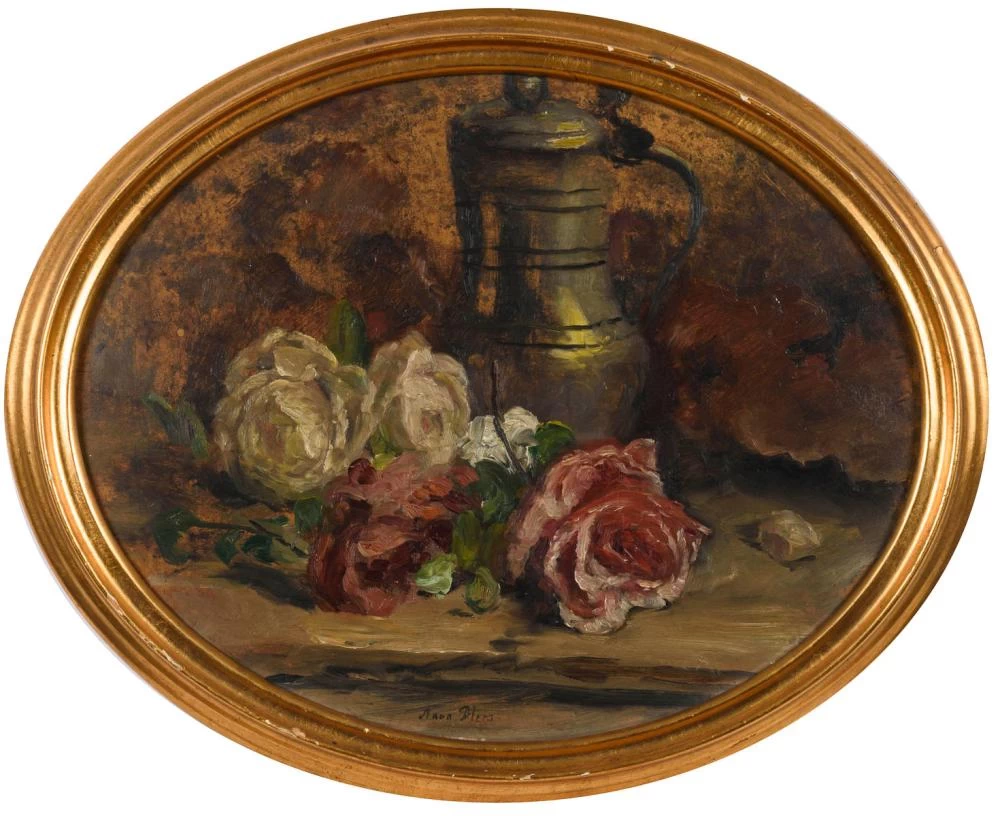 Natura morta con rose e brocca